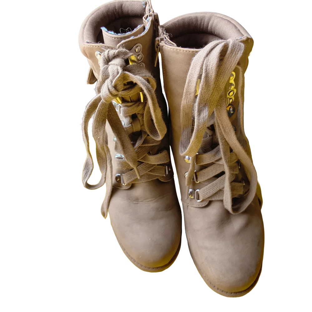 MIA Tan Lace-Up Boots - SEE PHOTOS .